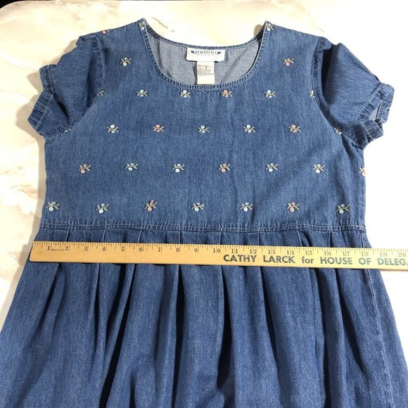 Vtg Denim Floral Peasant Modest Cottagecore 90s Mom Teacher Sz 8 - Picture 8 of 8